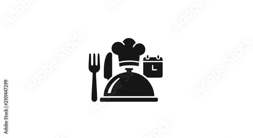 Bild auf Leinwand A chef serves food with utensils in a restaurant setting indoors.