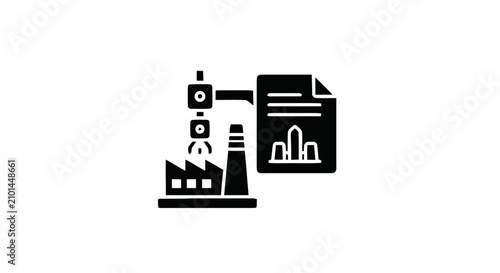 Quadro su tela Industrial factory with smokestack producing pollution document report