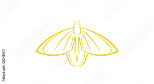 Fotografía Minimalist golden moth line art logo on white background.