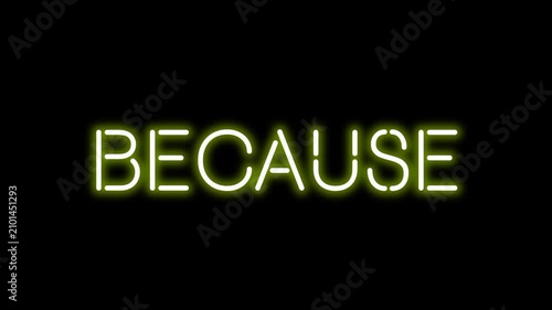 Because Neon Sign Animation | Neon Glow Text Effect | 4K Black Background