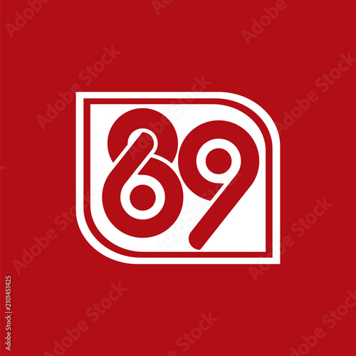 The number 89 is framed by a rhombus shaped object in shades of red and white.