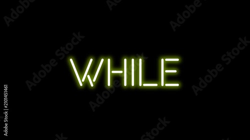 While Neon Sign Animation | Neon Glow Text Effect | 4K Black Background