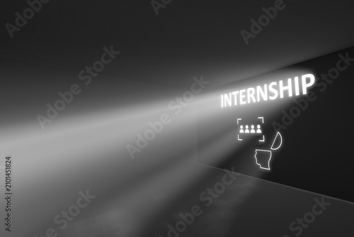 INTERNSHIP rays volume light concept 3d illustration
