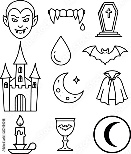 Halloween Line Art Vector Icon Set | Spooky Outline Symbols Collection for Autumn & Horror Themes