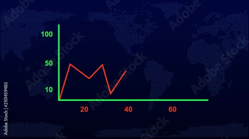 Stock market statistics on screen, economic growth, prices going up and down