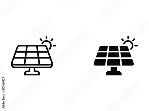 Solar Panel Renewable Energy Outline and Filled Icon