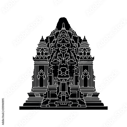 silhouette illustration of kalasan temple