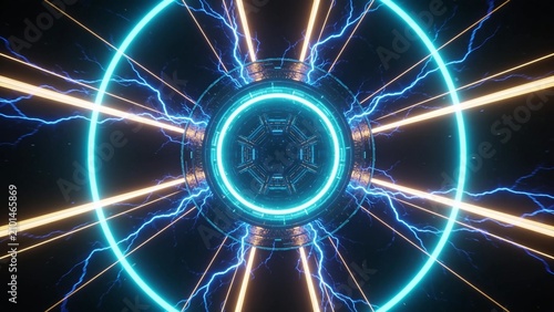 Glowing Blue Neon Energy Portal Background