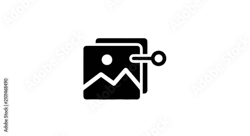 Minimalist Pin Image Icon Representing Pinned Digital Media Files for Web Interface Design and Content Management Systems