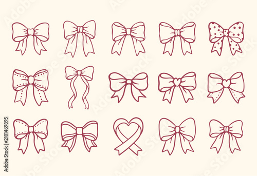 set of pink ribbons illustration