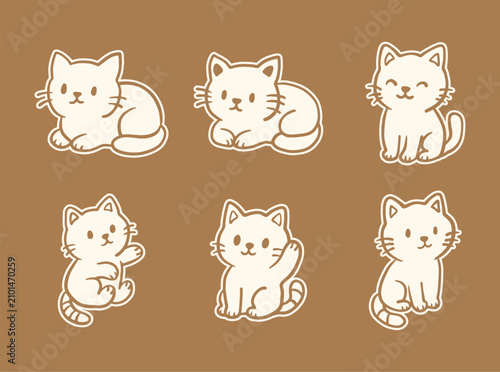 set of cute cartoon cats