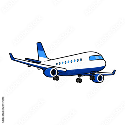 Commercial Passenger Airplane with Landing Gear Vector
