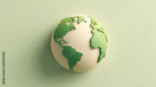 Green Paper Cut Earth Globe with Layered Continents Eco Concept Design
