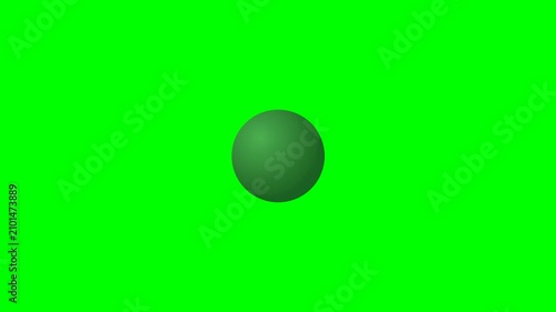 Two green 3D spheres merging together into one ball on green screen background