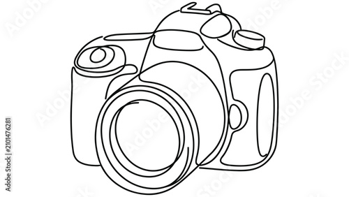 Tableau sur toile A line drawing of a digital single lens reflex camera with a large lens