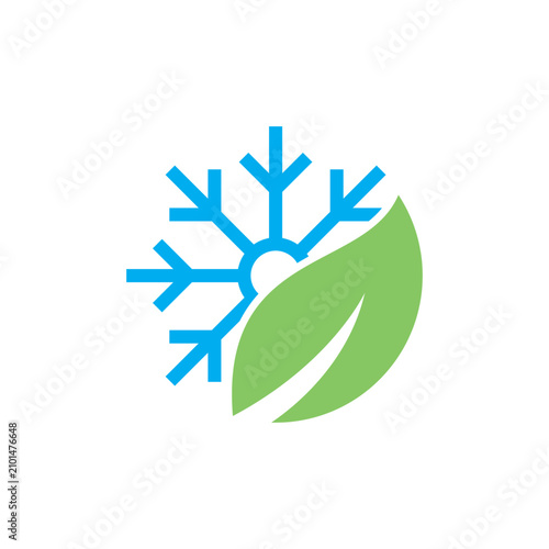  snowflake icon and green leaf