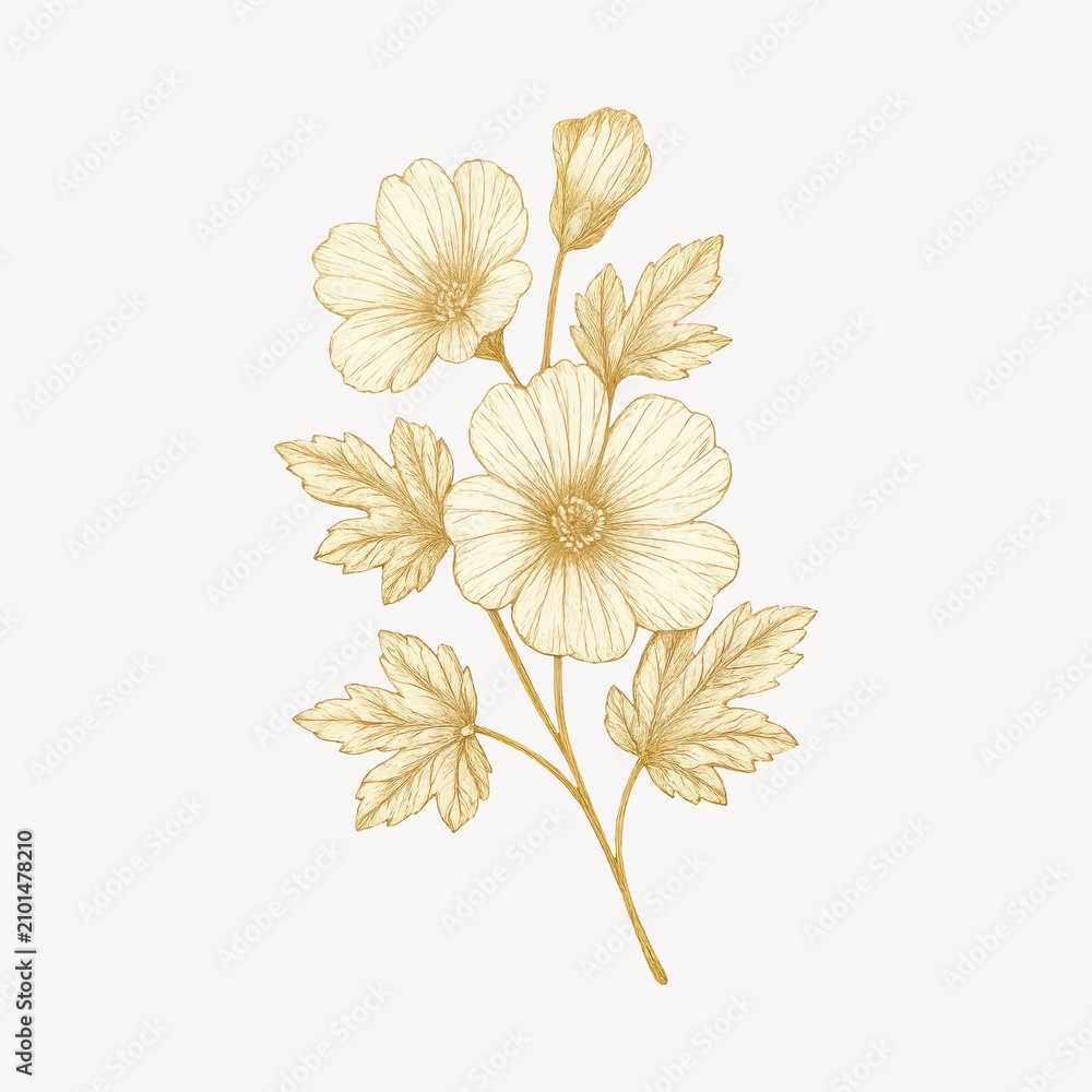 Obraz premium Elegant floral line art illustration.