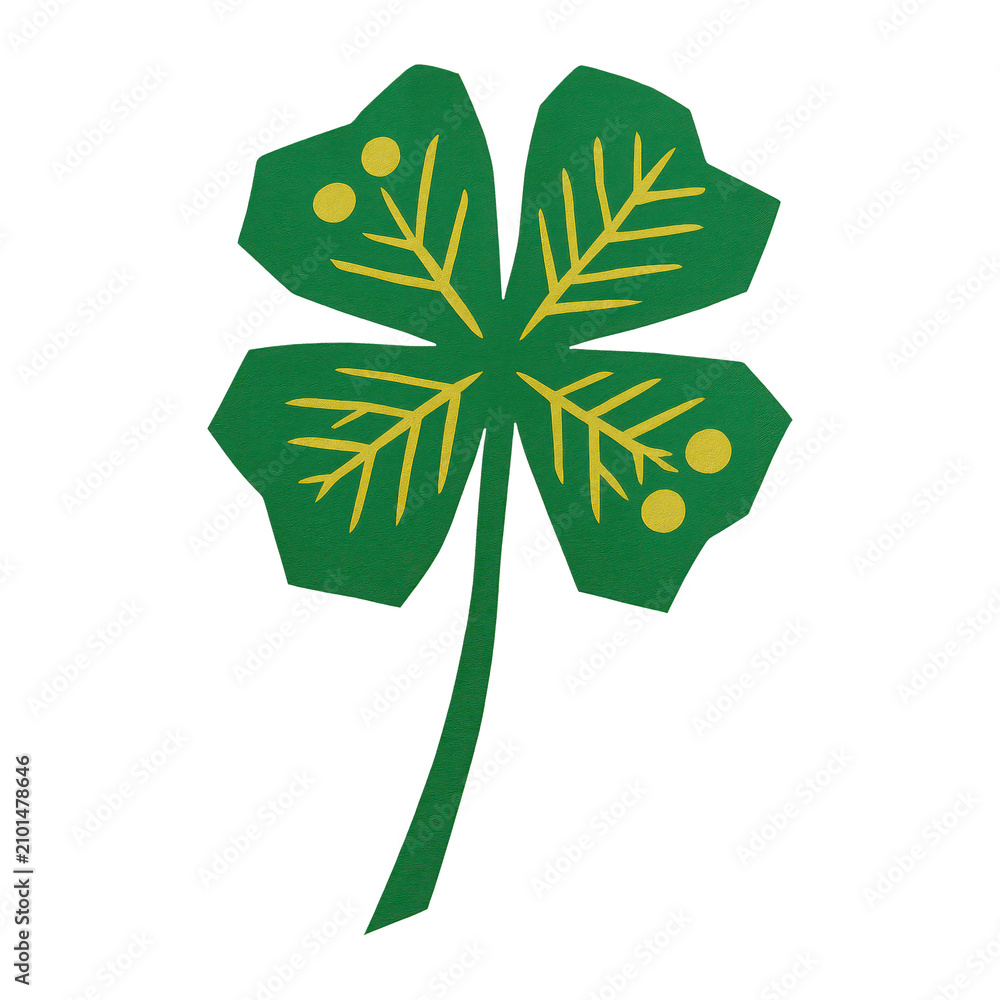Obraz premium PNG Green four-leaf clover illustration