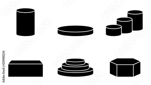 Bild auf Leinwand Geometric Pedestals Set, Stage Platforms, Display Risers, Product Stands, 3D Sha