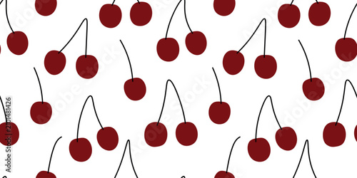 Seamless pattern with abstract cherry silhouettes. Simple berry print. Vector graphics.