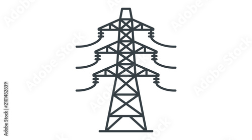 Fotografía Electric grid transmission pylon and utility tower line art vector for sustainab