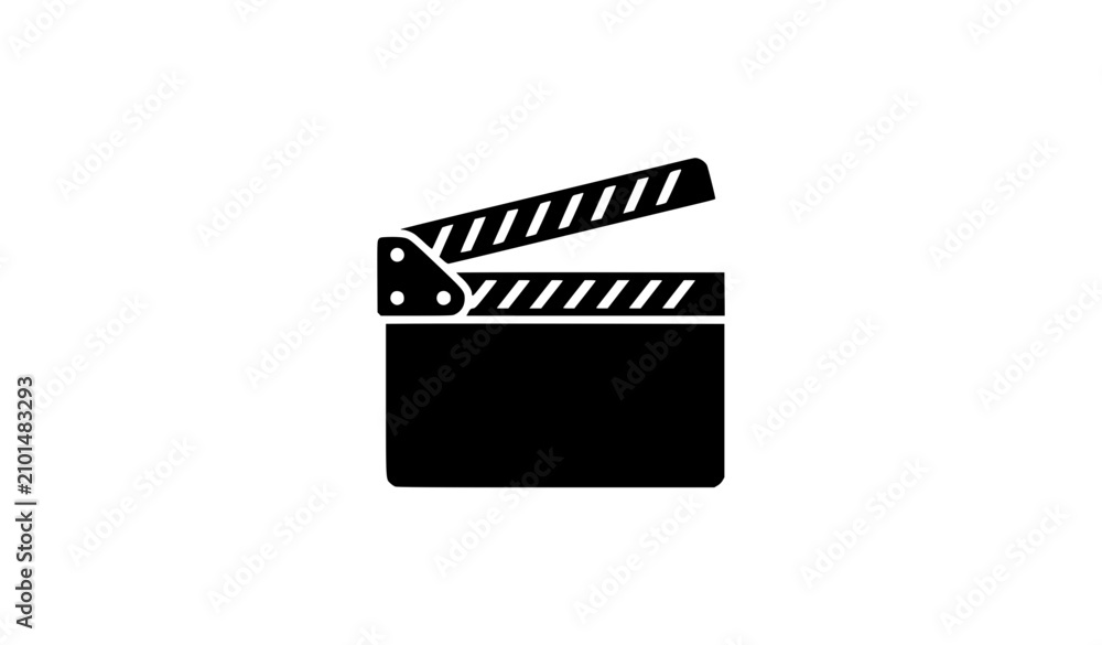 Naklejka premium Minimal Film Clapperboard Icon Black Vector Illustration