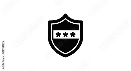 Cybersecurity shield icon representing data protection, online password security, and digital identity privacy for network authentication systems