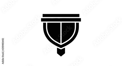 Принти на полотні Minimalist Black and White Shield Crest Emblem Vector Icon Representing Protecti