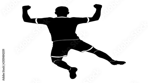 Canvas Print Soccer player silhouette is shown jumping in celebration to convey athletic victory and team spirit