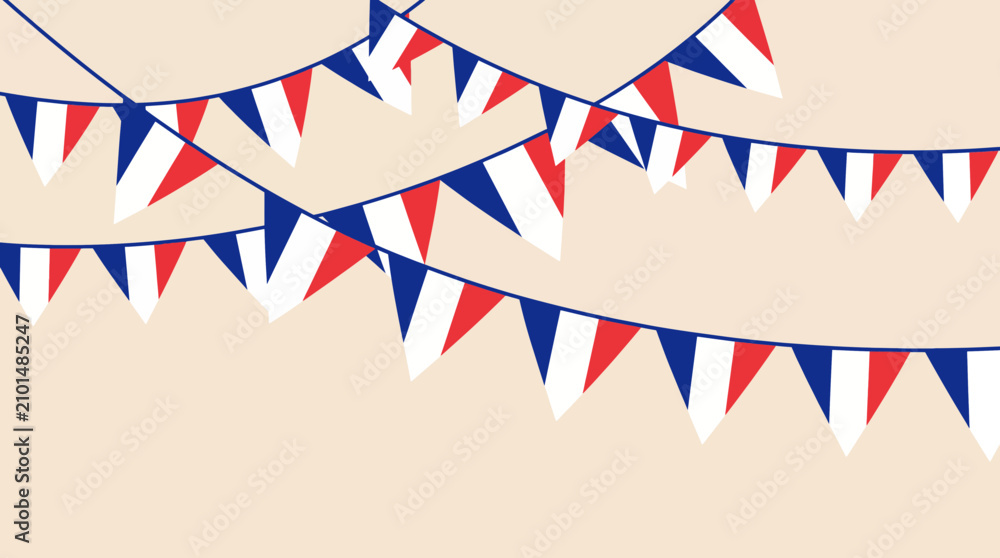 Fototapeta premium French Flag Bunting Flags String Illustration