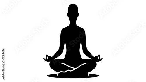 Billede på lærred Person sits in a lotus position to demonstrate a meditative practice for stress reduction and calm