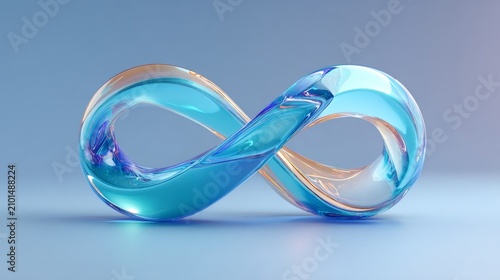Transparent Glass Infinity Symbol on Soft Blue Background