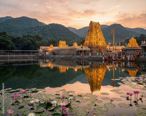Majestic Sunrise at Tirumala Venkateswara Temple, Tirupati Hills, Andhra Pradesh