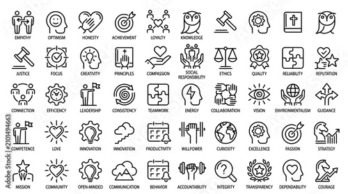 Canvastavla Various icons depicting business, industry, technology, and social issues are shown