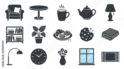 Slika na platnu Cozy Home Living Icons Collection