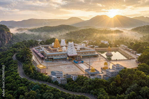 Majestic Sunrise at Tirumala Venkateswara Temple, Tirupati Hills, Andhra Pradesh