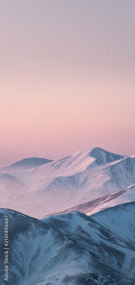 Fototapeta premium Minimal Winter Alpine Landscape with Serene Snowy Mountain Range