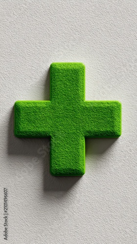 Bright Green Medical Cross Icon with Modern Clean Design