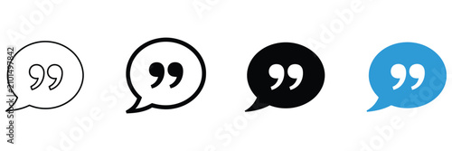 Foto Quote bubble icon featuring testimonial message symbol, speech quotation marks,