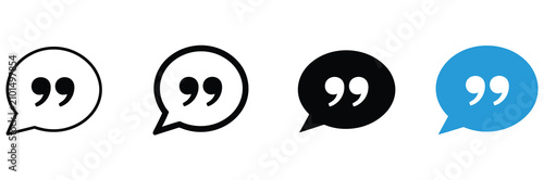 Foto Quote bubble icon with speech quotation sign for testimonial, review, feedback,