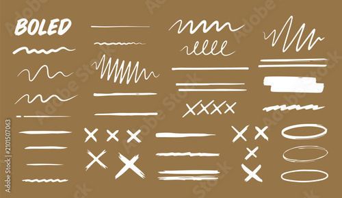 Sketchy arrow set with pen, crayon and chalk effects. Hand drawn style with brush and pencil strokes. Flat vector illustration isolated on white. Distressed rough texture for creative