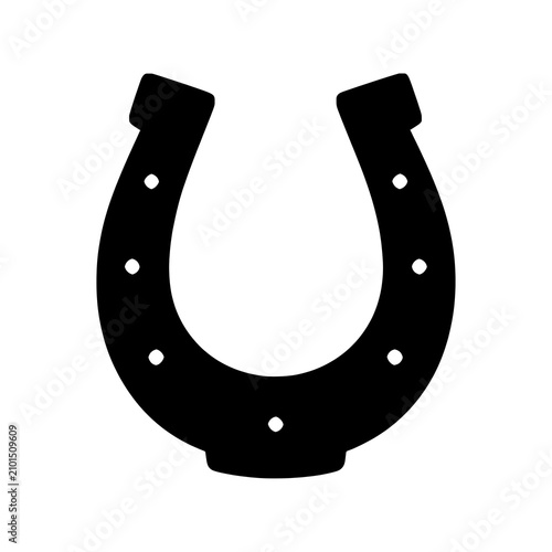 Lucky Black Horseshoe Silhouette Icon Isolated on PNG
