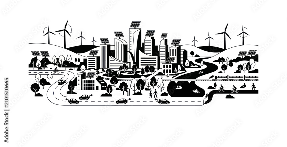 Obraz premium Sustainable Smart City Vector Illustration