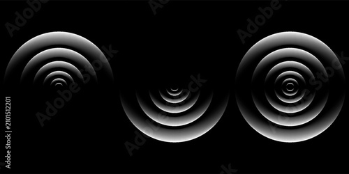 Photos sensor waves set icon on grid transparent, ripple white color, sound wave light