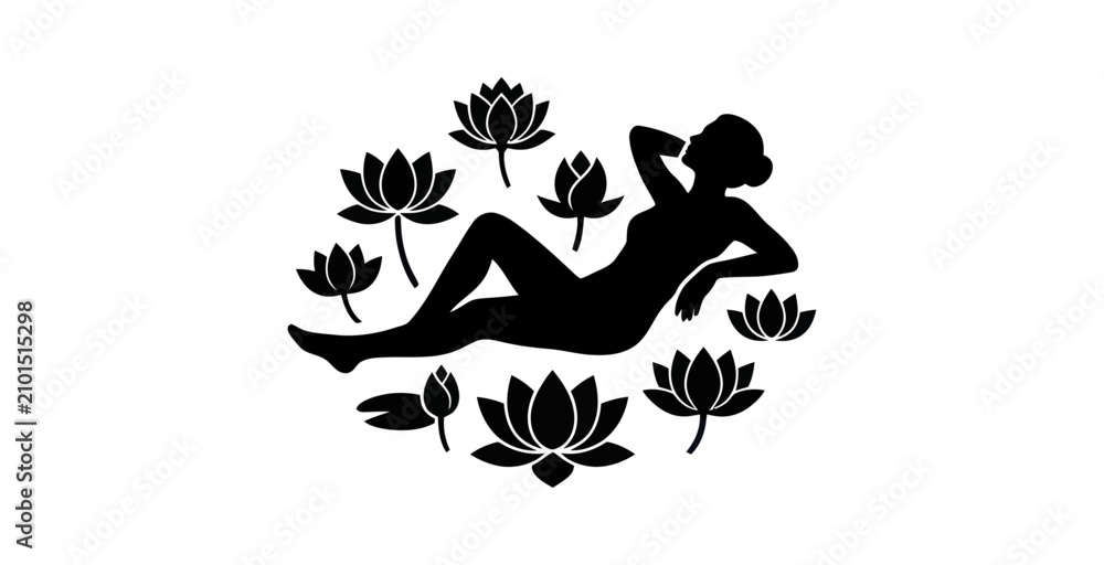 Obraz premium Dark Lotus Flower Arrangement Minimal Vector