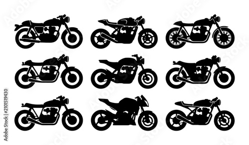 Canvastavla Motorcycle Silhouettes Collection: Cafe Racer, Sportbike, Classic Bike Icons