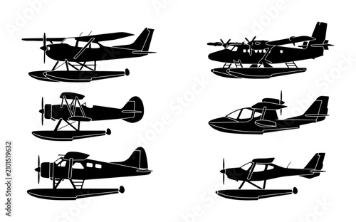 Canvastavla Seaplane Silhouettes Collection: Vintage and Modern Amphibious Aircraft Icons