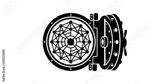 Black and white illustration of safe.