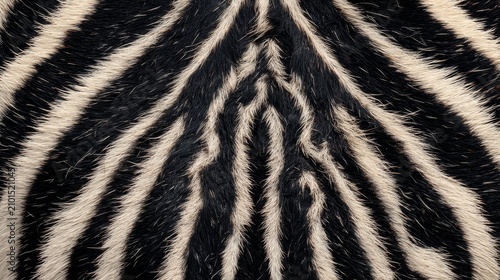 Seamless Zebra Fur Texture with Natural Black White Striped Animal Pattern