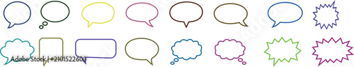 Fotografie Doodle speech bubble icon set collection group with comic chat dialog message ba